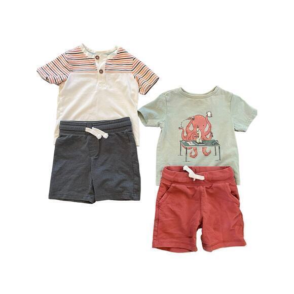 Tommy Bahama Toddler Boy, Set of 2 Short Sleeve‎ Graphic Tee & Short Outfits - Picture 1 of 10